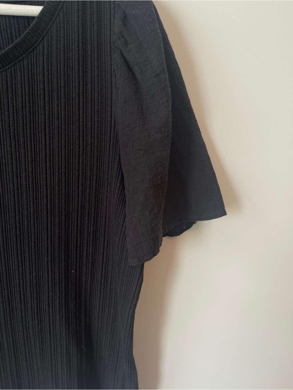 Madewell Black Ribbed Short Puffed Sleeve Blouse - Picture 4 of 4